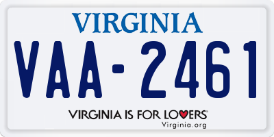 VA license plate VAA2461