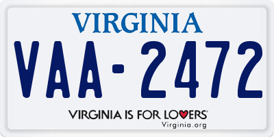 VA license plate VAA2472