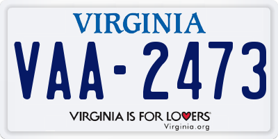 VA license plate VAA2473