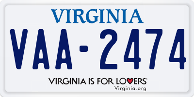 VA license plate VAA2474