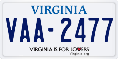 VA license plate VAA2477