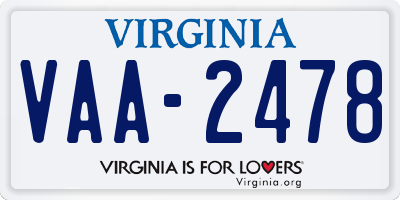 VA license plate VAA2478