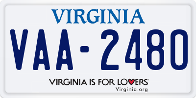 VA license plate VAA2480