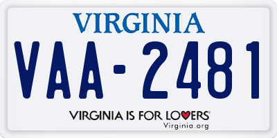 VA license plate VAA2481