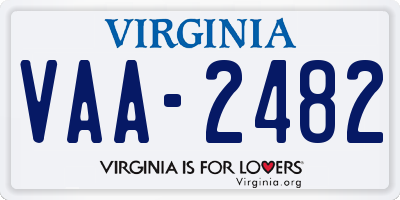 VA license plate VAA2482