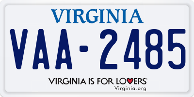 VA license plate VAA2485