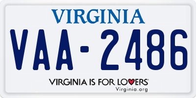 VA license plate VAA2486