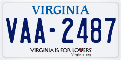VA license plate VAA2487