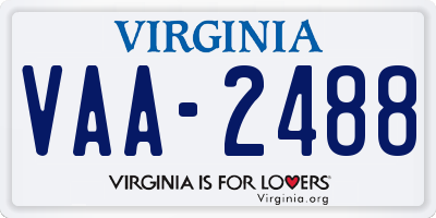 VA license plate VAA2488