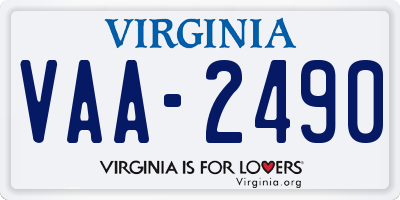VA license plate VAA2490