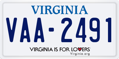 VA license plate VAA2491