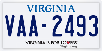 VA license plate VAA2493