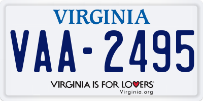 VA license plate VAA2495