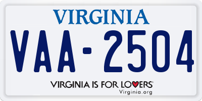 VA license plate VAA2504