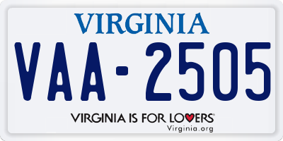 VA license plate VAA2505