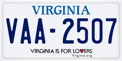 VA license plate VAA2507