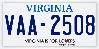 VA license plate VAA2508