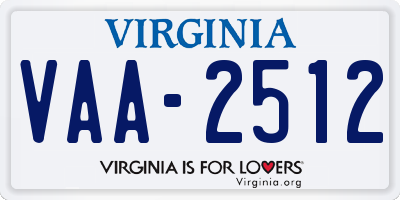 VA license plate VAA2512