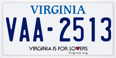 VA license plate VAA2513