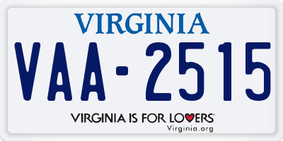 VA license plate VAA2515