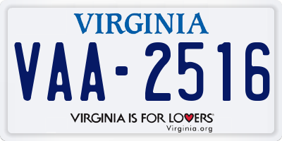 VA license plate VAA2516