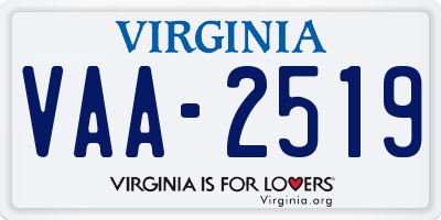 VA license plate VAA2519