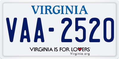 VA license plate VAA2520