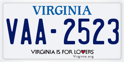 VA license plate VAA2523