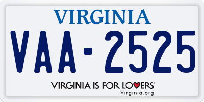 VA license plate VAA2525