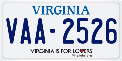 VA license plate VAA2526