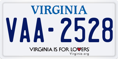 VA license plate VAA2528