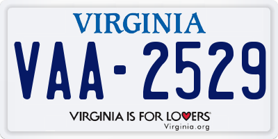 VA license plate VAA2529