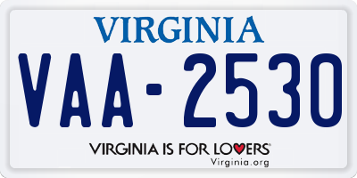 VA license plate VAA2530