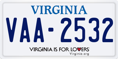 VA license plate VAA2532