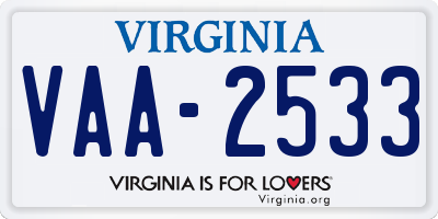 VA license plate VAA2533