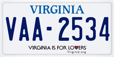 VA license plate VAA2534