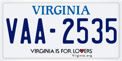 VA license plate VAA2535