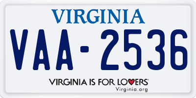 VA license plate VAA2536