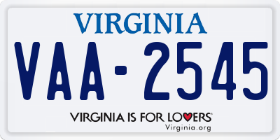 VA license plate VAA2545