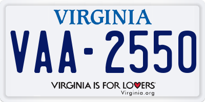 VA license plate VAA2550