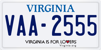 VA license plate VAA2555