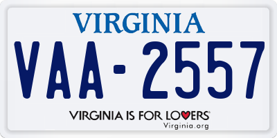 VA license plate VAA2557