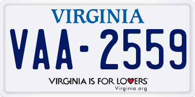 VA license plate VAA2559