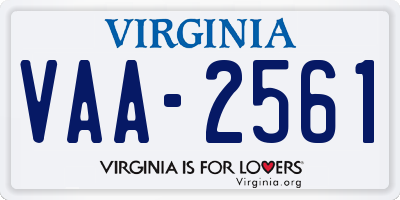 VA license plate VAA2561