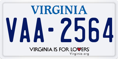 VA license plate VAA2564