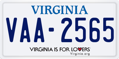 VA license plate VAA2565