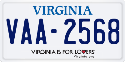 VA license plate VAA2568