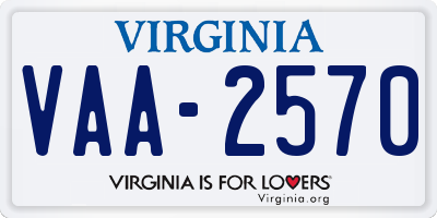 VA license plate VAA2570