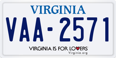 VA license plate VAA2571