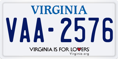 VA license plate VAA2576